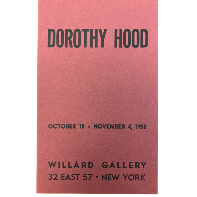 Dorothy Hood. New York: Willard Gallery. Exhibition catalog.