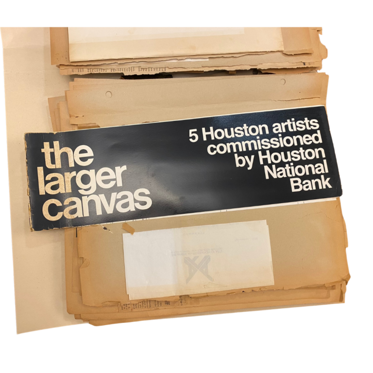 The Larger Canvas – 5 Houston Artists Commissioned by Houston National Bank. Houston, Texas: Houston National Bank. Exhibition brochure.