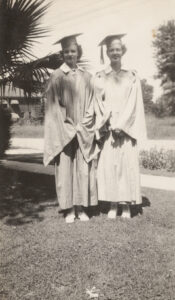 Dorothy Hood and friend, graduation from high school, Houston, TX, 1936