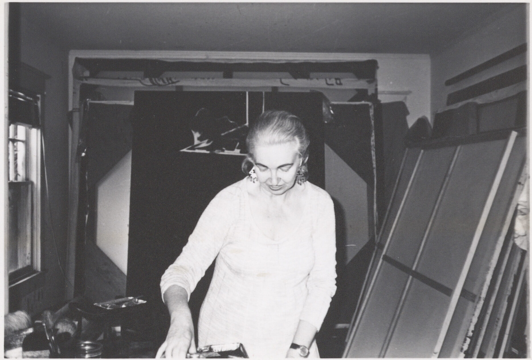 Dorothy Hood in her studio, Houston, TX, 1980s